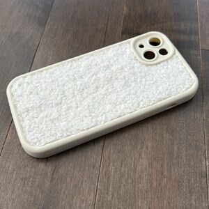 iPhone 14 PLUS Cream White Sherpa Phone Case, Winter Beige Cozy Accessory Tech